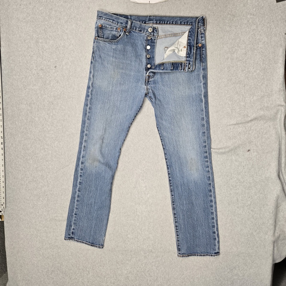 Levi's 501 Men Jeans 34X32 Blue Denim Original Fit Button Fly 29" Inseam